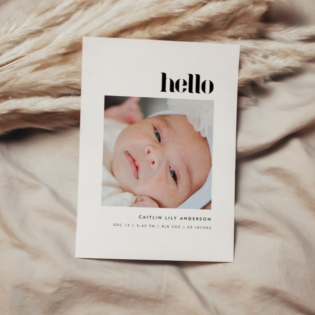 Anúncio Minimalistic Bold "Hello" 5-Photo Baby Birth (Criador carregado)