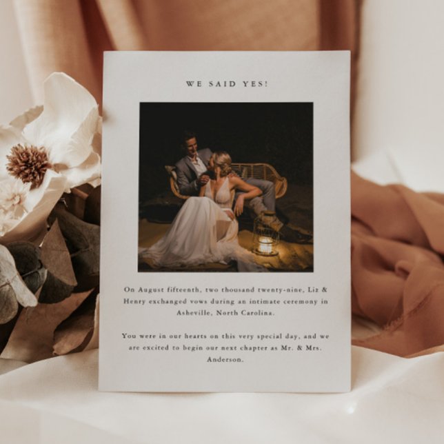 Anúncio Mínimo 2 Foto 'Nós Dissemos Sim!' Elopement de Cas (Criador carregado)