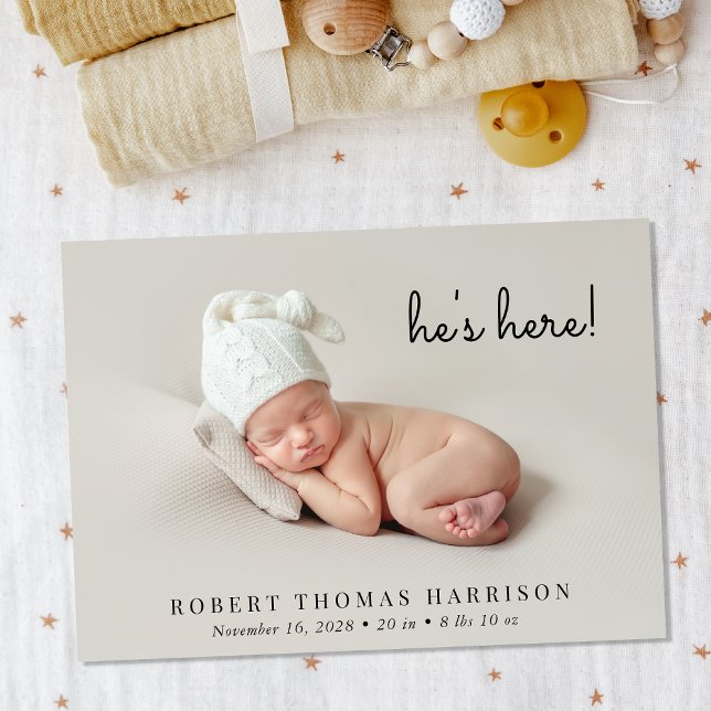 Anúncio mínimo de nascimento da Colagem de Fotos M (Announce the arrival of your baby with this cute minimal modern birth announcement)