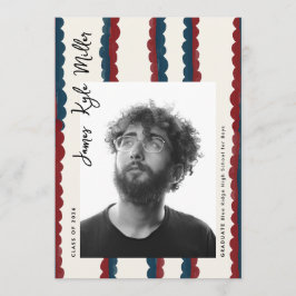 Anúncio Mod Blue Deep Red Photo Class of 2026 Graduation