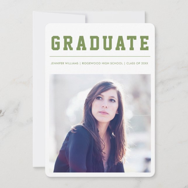 Anúncio Modern and Bold graduation announcement Green (Frente)