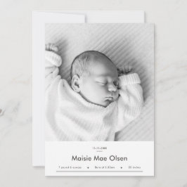 Anúncio Modern Baby Birth Announcement Photo Card
