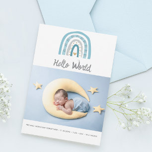 Anúncio Modern Baby Photo Blue Rainbow Birth