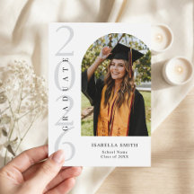Modern Black and White Minimalist Photo Graduation