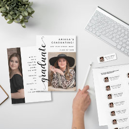 Anúncio Modern Black Script 2 Photo Graduation