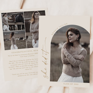 Anúncio Modern Boho Arch Cream Ela Fez Graduação Fotográfi