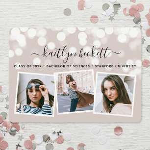 Anúncio Modern Bokeh Lights 3 Photo Graduation