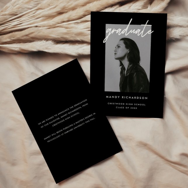 Anúncio Modern Bold Black Script Photo Graduation (Criador carregado)