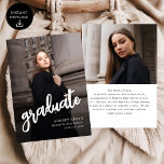 Anúncio Modern Brush Script Photo High School Graduation<br><div class="desc">Celebrate your achievement with this Modern Script Photo High School Graduation Invitation. Featuring elegant script,  luxurious foil accents,  and space for a cherished photo,  this sleek and stylish design adds a personal touch to your special milestone. Perfect for inviting family and friends to join in the celebration.</div>