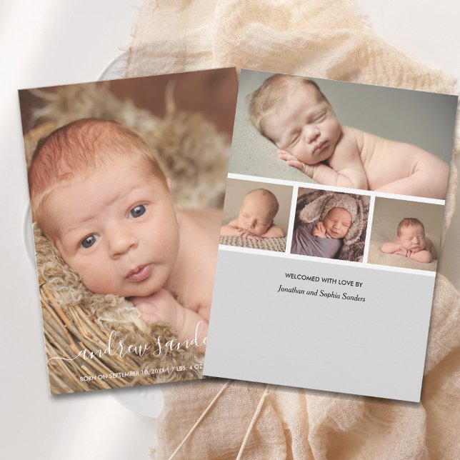 Anúncio Modern Calligraphy Birth of a Baby Boy (Criador carregado)