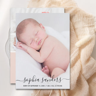 Anúncio Modern Calligraphy Birth of a Baby Girl