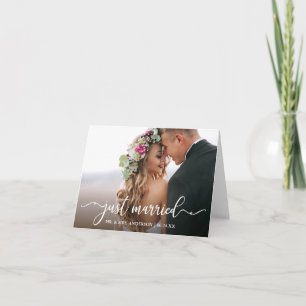 Anúncio Modern Calligraphy Just Married Wedding Photo Note