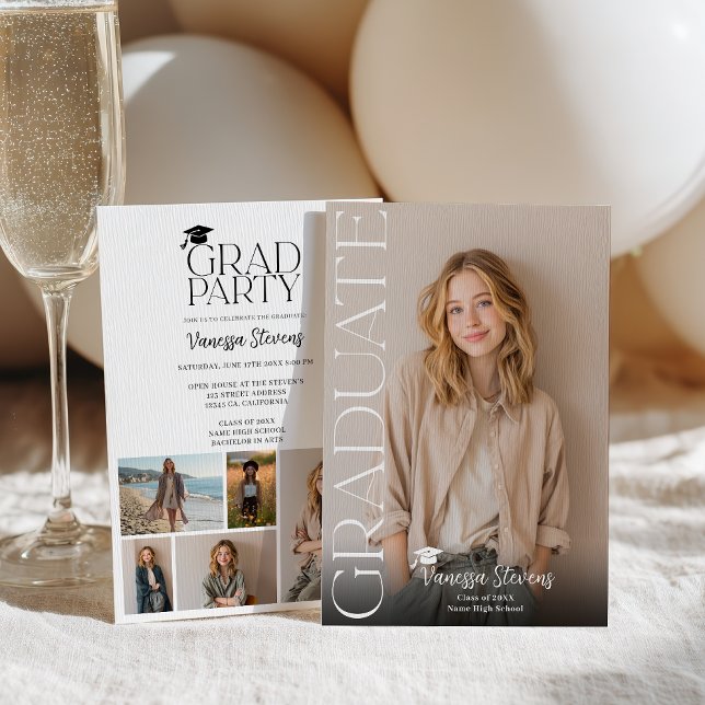 Anúncio Modern Casual  Simple Trendy 6 photos graduation (Modern Casual Simple Trendy 6 photos graduation Announcement)