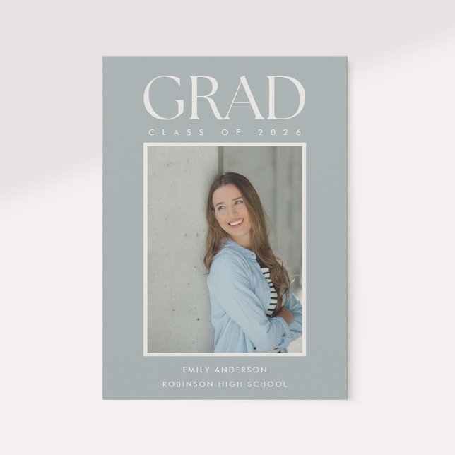 Anúncio Modern Classic Sage Graduation Photo Announcement (Criador carregado)