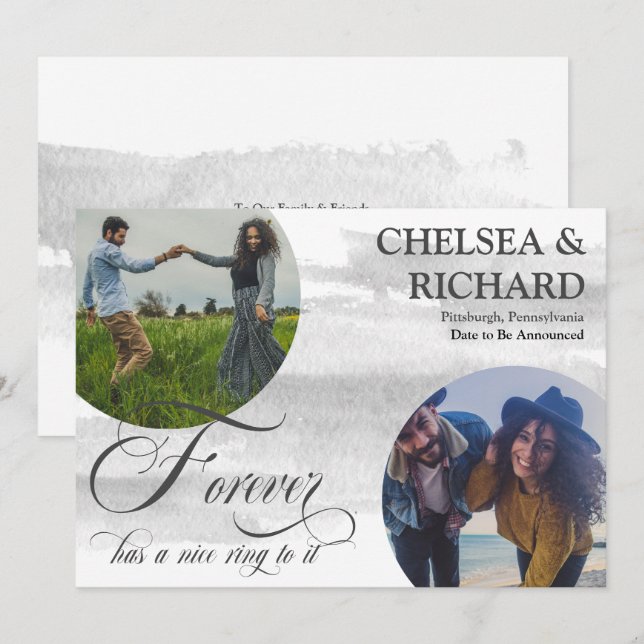 Anúncio Modern Classy Watercolor Dois Noivados Fotográfico (Frente/Verso)