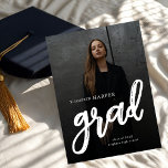 Anúncio Modern Grad Brush Script Photo Graduation<br><div class="desc">Celebrate your achievement with this Modern Script Photo High School Graduation Invitation. Featuring elegant script,  luxurious foil accents,  and space for a cherished photo,  this sleek and stylish design adds a personal touch to your special milestone. Perfect for inviting family and friends to join in the celebration.</div>