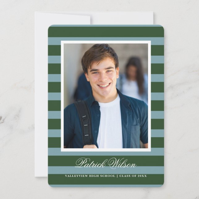 Anúncio Modern Grad graduation announcement card_green (Frente)