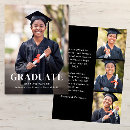 Anúncio Modern Graduate Elegant Black 4 Photo Graduation