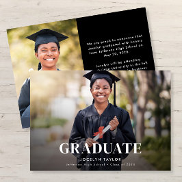 Anúncio Modern Graduate Elegant Black Two Photo Graduation