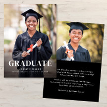 Modern Graduate Elegant Black Two Photo Graduation