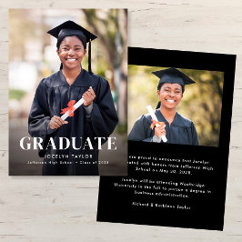 Anúncio Modern Graduate Elegant Black Two Photo Graduation
