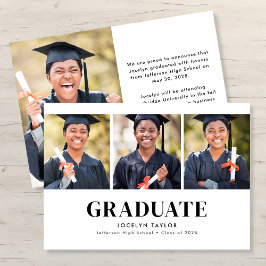 Anúncio Modern Graduate Elegant White 4 Photo Graduation