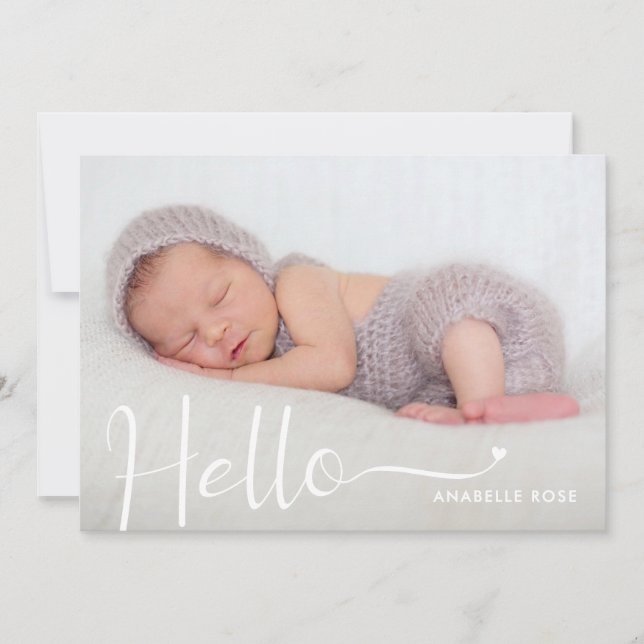 Anúncio Modern Hello Baby Photo Birth Announcement (Frente)