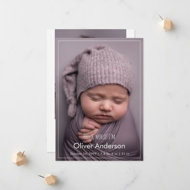 Anúncio Modern Hello Newborn Baby Photo Collage Birth  (Frente/Verso In Situ)