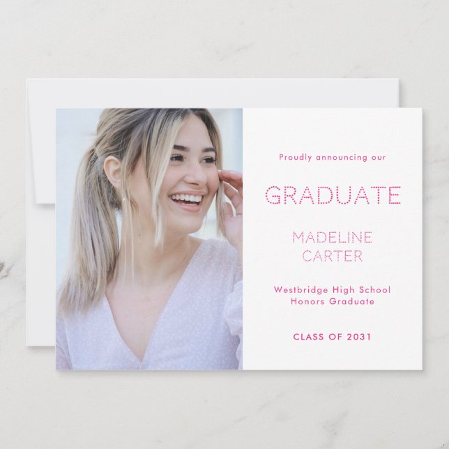 Anúncio Modern Minimal Photo Graduation Announcement (Frente)