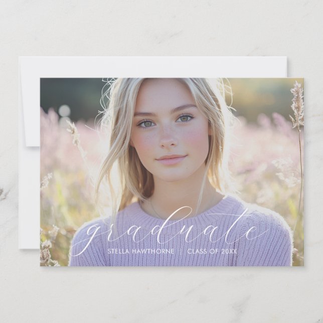 Anúncio Modern Minimalist Script Photo Graduation (Frente)