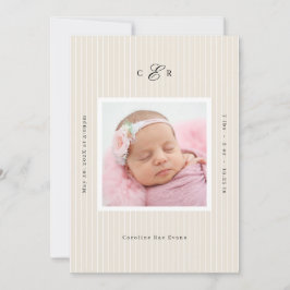 Anúncio Modern Monogram Photo Birth Announcement