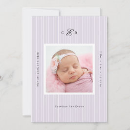 Anúncio Modern Monogram Photo Birth Announcement