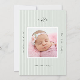 Anúncio Modern Monogram Photo Birth Announcement