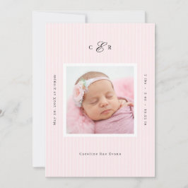 Anúncio Modern Monogram Photo Birth Announcement