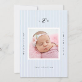 Anúncio Modern Monogram Photo Birth Announcement