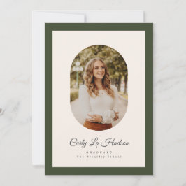 Anúncio Modern Oval Green High School Photo Graduate