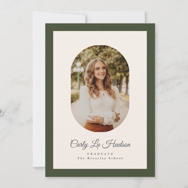 Anúncio Modern Oval Green High School Photo Graduate (Frente)