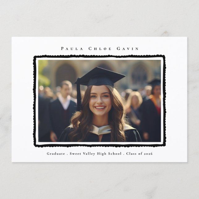 Anúncio Modern Photo Black Frame Graduation High School (Frente)
