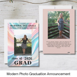 Anúncio Modern Photo Graduation Announcement 