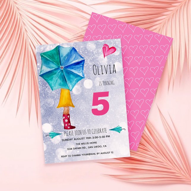 Anúncio Modern Pink Umbrella Girl Watercolor Illustration (Criador carregado)