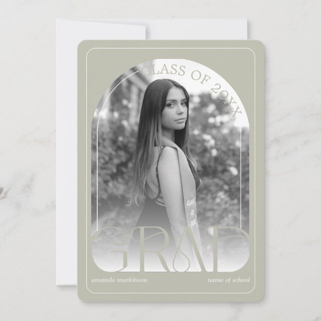 Anúncio Modern Stone Grey Arch Graduation Announcement (Frente)