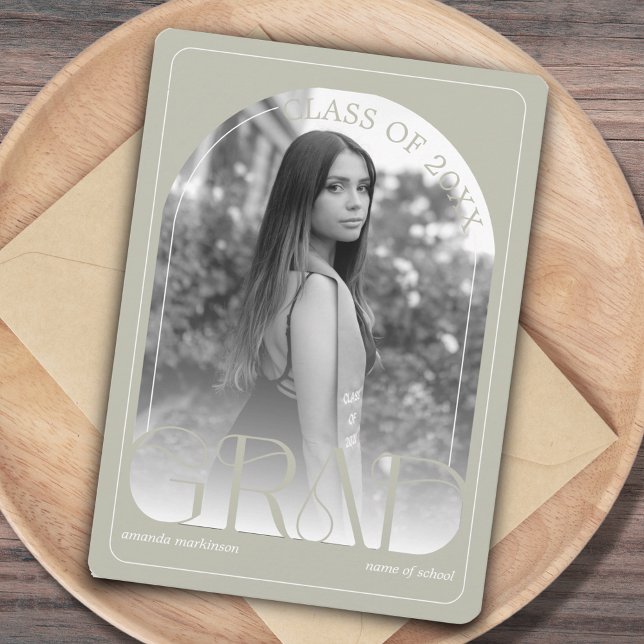Anúncio Modern Stone Grey Arch Graduation Announcement (Criador carregado)