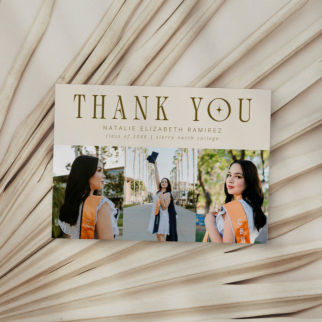 Anúncio Modern Thank You Multi Photo Cream Graduation (Criador carregado)