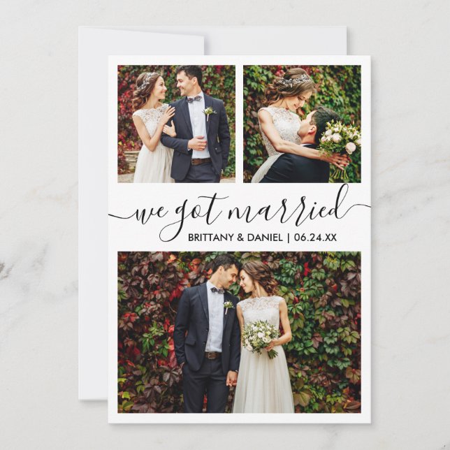 Anúncio Modern Trendy Script Nós Nos Casamos 3 Foto (Frente)