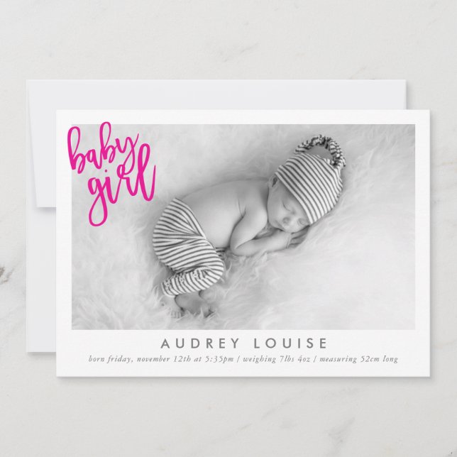 Anúncio MODERNO BABY GIRL PHOTO calliographic PINK (Frente)