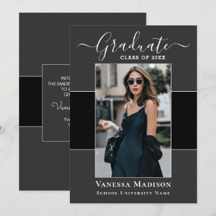 Anúncio Moderno Cinza Negra Elegante 1 Graduação Fotográ