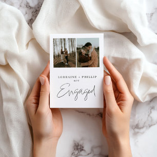 Anúncio moderno e simples do Noivado de duas fotos