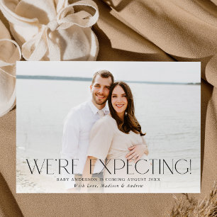 Anúncio Moderno Esperamos gravidez fotográfica