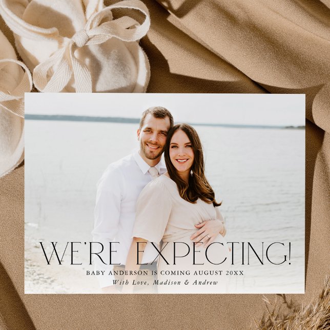 Anúncio Moderno Esperamos gravidez fotográfica (Criador carregado)