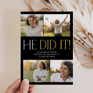 Anúncio Moderno Fete Negro Dourado Ele Fez Isso Graduação 